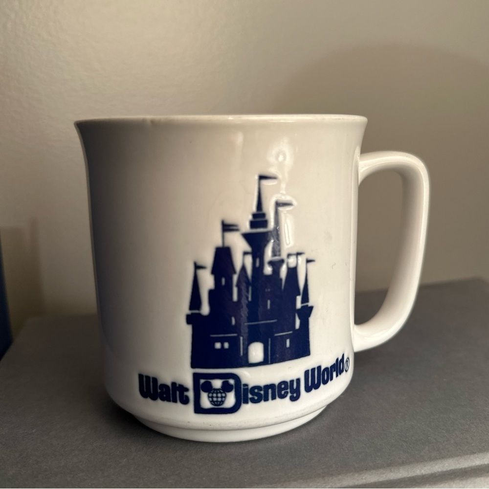 Walt Disney World Engraved Castle White Coffee Mug Cup Made in Japan Vintage